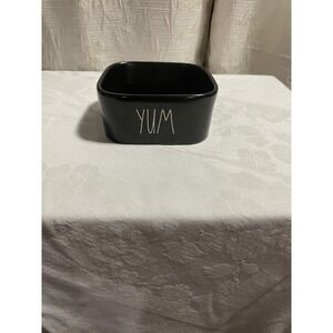 Rae Dunn Artisan Collection Magenta Black Square YUM Pet Bowl